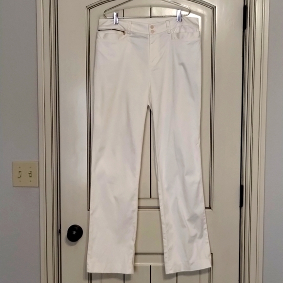 Lauren Ralph Lauren Hi Waist Size 10 White Trouser Pant - Picture 1 of 12